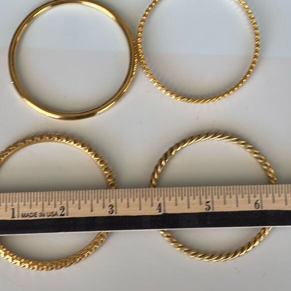 NIB Camrose & Kross JB Kennedy 4 bangle bracelets 24kt YGP - Picture 7 of 8